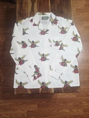 DENIM TEARS Cherub Longsleeve Button-up Shirt. Size Medium